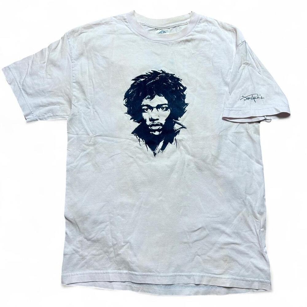 Jimi Hendrix Made in USA Y2k Vintage Face Design Band Tee White Graphic T-shirt